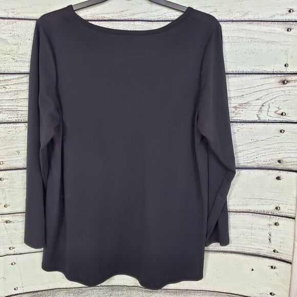 LulaRoo 3XL Black Solid LS Scoop Neck Shirt Top - Picture 3 of 7